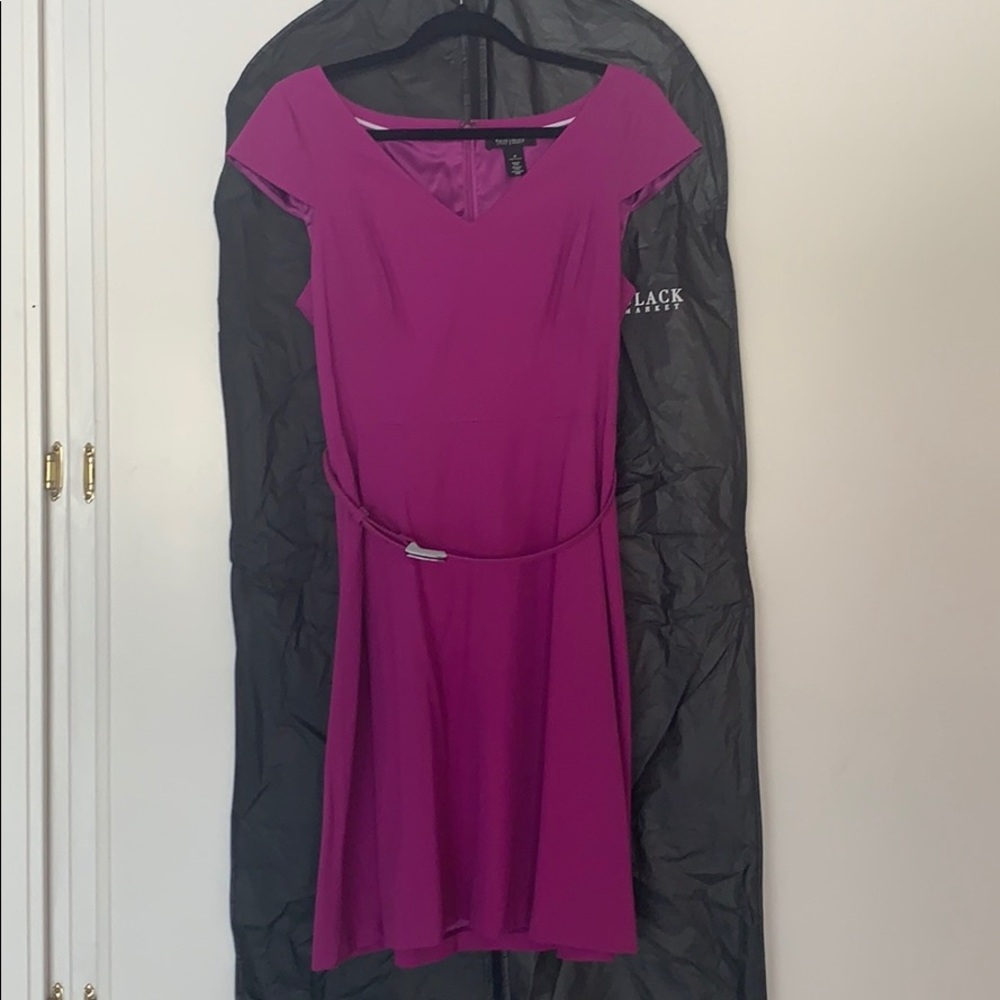 White House black market purple cap sleeve dress
